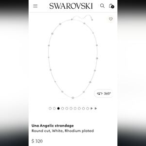 SWAROVSKI Una Angelica Strandage Necklace, Rhodium Plated NIB Retail $320